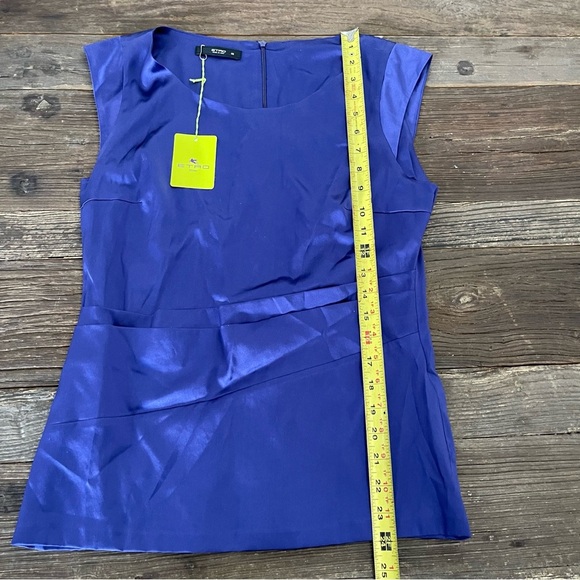 NWT ETRO Women's Silk Scoop Neck Top Size 10 Purple - Picture 6 of 9